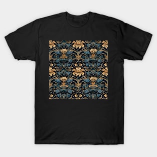 Gold and blue floral filigree pattern - Simple and elegant ! T-Shirt